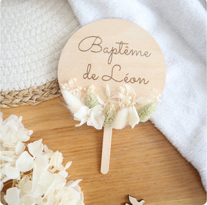 Baby-Wood "Colombe" - 3 lignes - Texte au choix - Envoi sous 1 semaine