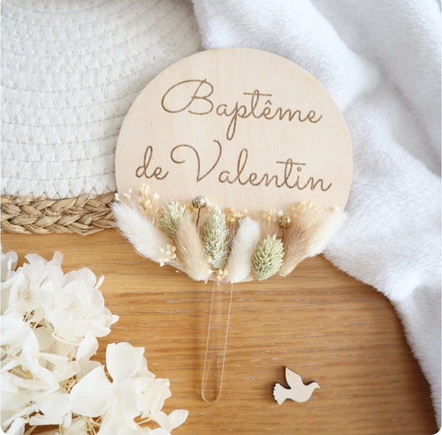 Cake Topper fleurs séchées - A personnaliser