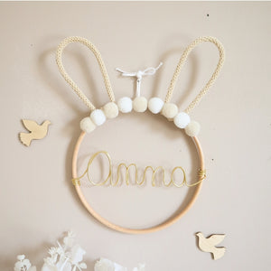 Cutie "Bunny" pompon beige + prénom