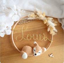 Charger l&#39;image dans la galerie, Décoration prénom, animal crochet &amp; fleurs séchées