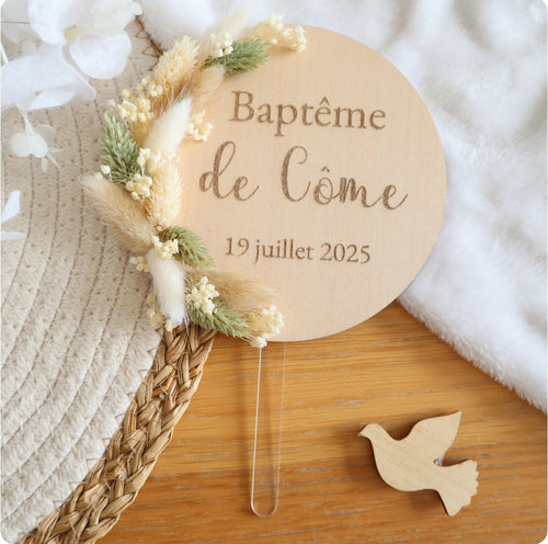 Cake-topper fleurs séchées - Vert & Nature
