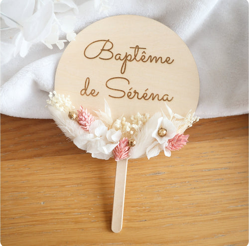 Cake-Topper - Mariage - Baptême - Communion - Couleur Ivoire & rose