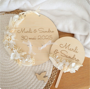 Plaque mariage - Porte alliances - fleurs séchées - couleurs au choix