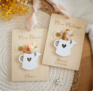 Carte arrosoir fleuri - Version maîtresse / ATSEM