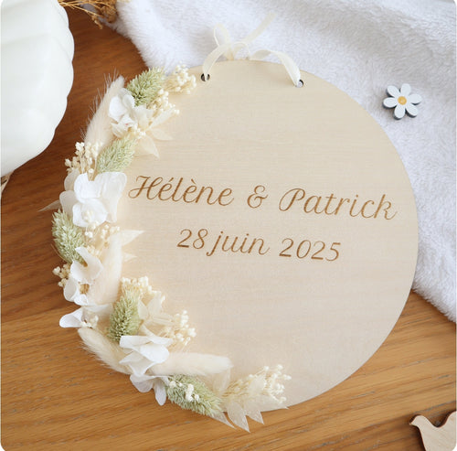 Plaque mariage - Porte alliances - fleurs séchées - couleurs au choix