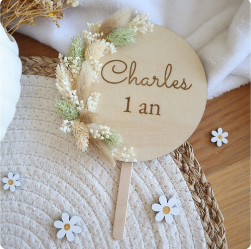 Cake-topper fleurs séchées - Sauge & Nature