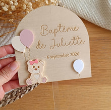 Charger l'image dans la galerie, Cake-topper "Ourson et ballons - Version sans noeud disponible / couleurs au choix
