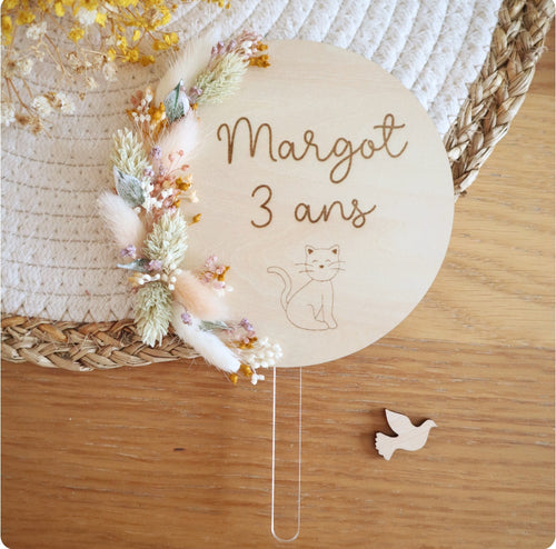 Cake-topper fleurs séchées - Printemps