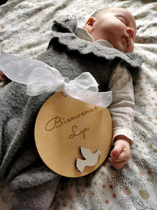 Baby-Wood "Colombe" - Taille et texte au choix