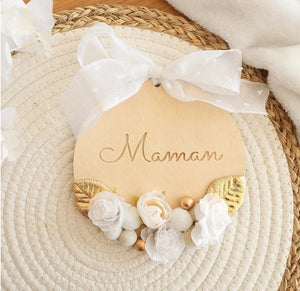 Baby-Wood fleuri -  Texte et couleurs à personnaliser