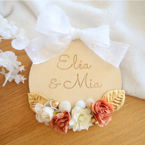 Baby-Wood fleuri -  Texte et couleurs à personnaliser